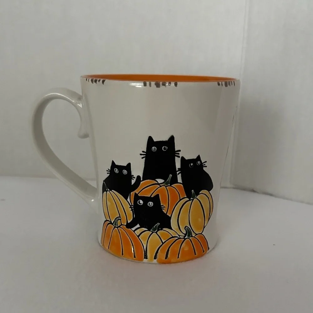 NWOT Black Cats Pumpkins Halloween Ceramic Mug Spectrum Designz Spooky Cute Gift